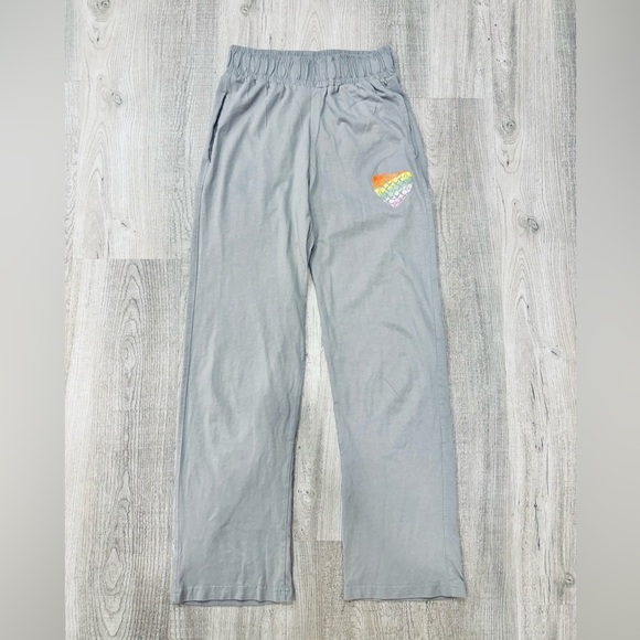 Coach Pants - Coach Gray Joggers Lounge Pants with Rainbow Heart Small